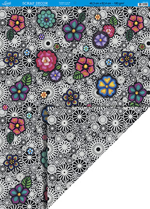 SDG-005 - Papel para Scrapbook Dupla Face Gigante - Flores coloridas