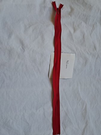 Ziper -  Fecho Nylon tipo invisível 40cm vermelho