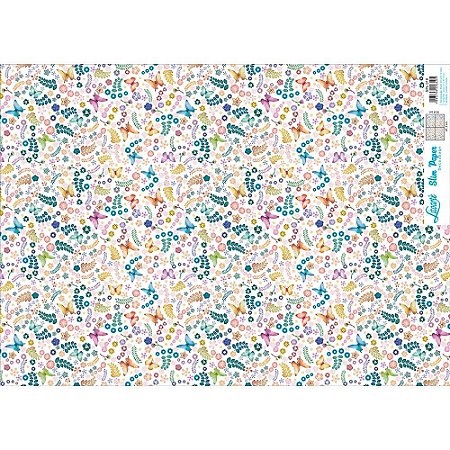 SPL-018 - SLIM PAPER DECOUPAGE - ESTAMPA DE FLORES,BORBOLETAS
