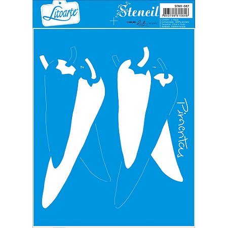 STM1-047 - STENCIL MEDIO LILI NEGRÃO - PIMENTAS - SOBREPOSIÇÃO