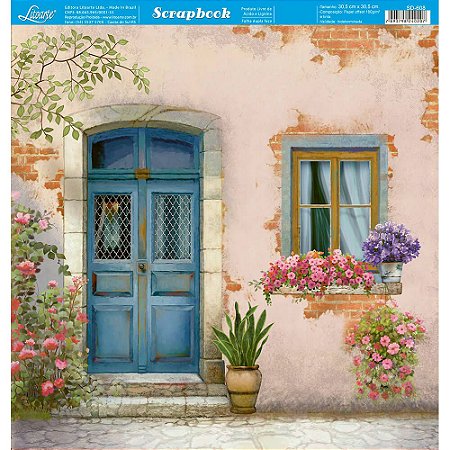 SD-0608 - SCRAP DUPLA FACE - PORTA E JANELA COM FLORES