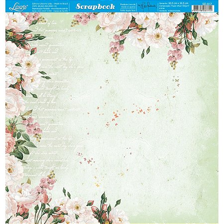 SD-0917 - SCRAP DUPLA FACE - FLORES FUNDO VERDE