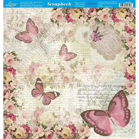 SD-0964 - SCRAP DUPLA FACE - BORBOLETAS E FLORES VINTAGE