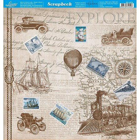 SD-1074 - SCRAP DUPLA FACE - CARROS,NAVIO,TREM,SELOS