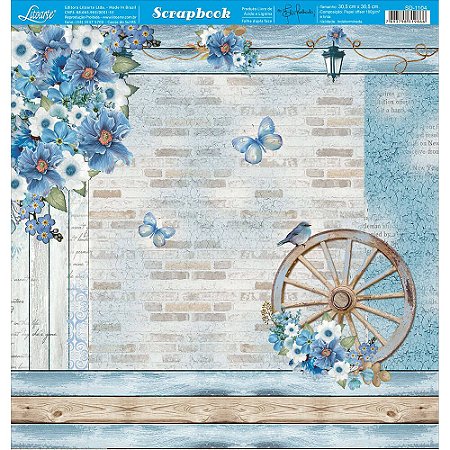 SD-1104 - SCRAP DUPLA FACE - RUSTICO AZUL, ROMANTICO