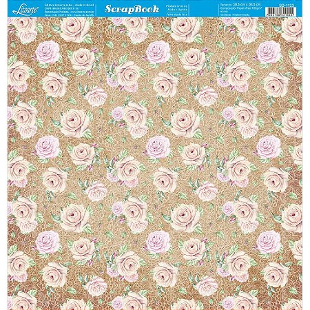 SD-1123 - SCRAP DUPLA FACE - ROSAS, RENDAS