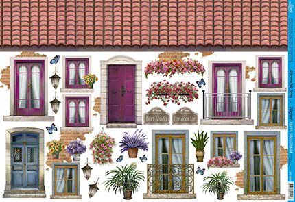 PD-0924 - DECOUPAGE - TELHADO,PORTAS E JANELA