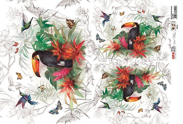 OPAPEL 30X45 FLORES TROPICAIS E TUCANO – 2405