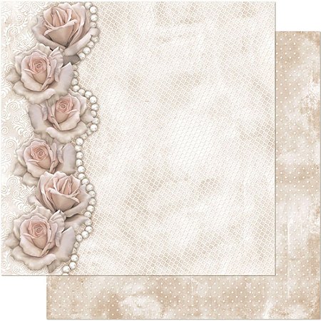 SD-0004 - SCRAP DUPLA FACE - ROSAS C/PEROLAS