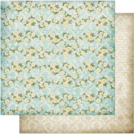 SD-0310 - SCRAP DUPLA FACE - FLORAL ROSA BRANCA/ ORNAMENTOS