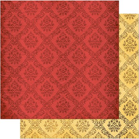 SD-0352 - SCRAP DUPLA FACE - ARABESCO VERMELHO/AMARELO