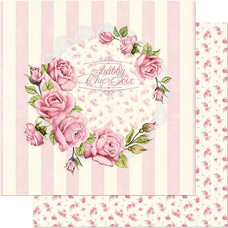 SD-0401 - SCRAP DUPLA FACE - ROSAS FUNDO LISTRAS