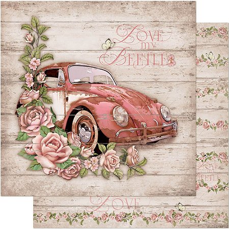 SD-0405 - SCRAP DUPLA FACE - FUSCA E ROSAS