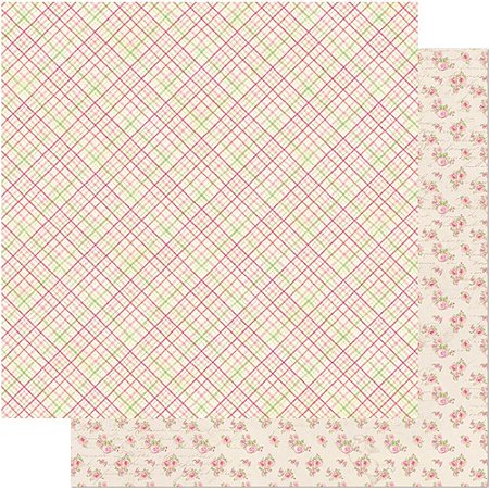 SD-0492 - SCRAP DUPLA FACE - XADREZ ROSA,VERDE, BRANCO