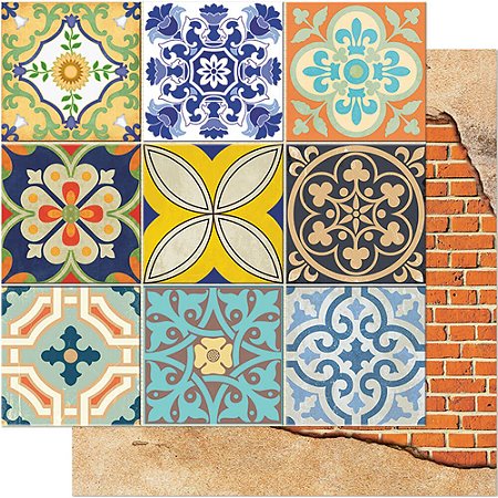SD-0564 - SCRAP DUPLA FACE - AZULEJOS/TIJOLOS