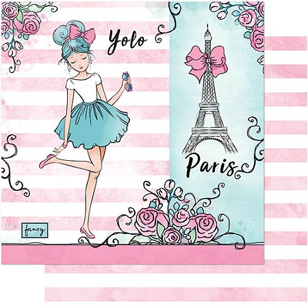 SD-0751 - SCRAP DUPLA FACE - MENINAS PARIS AQUARELADA