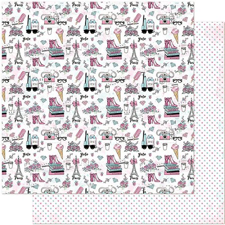 SD-0852 - SCRAP DUPLA FACE - FEMININO, FLORES, SAPATOS, LIVRO
