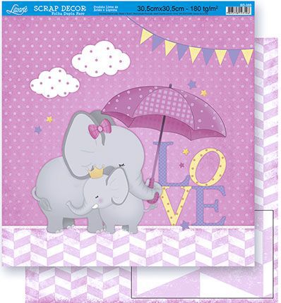 SD-0389 - SCRAP DUPLA FACE -Elegante Love Rosa