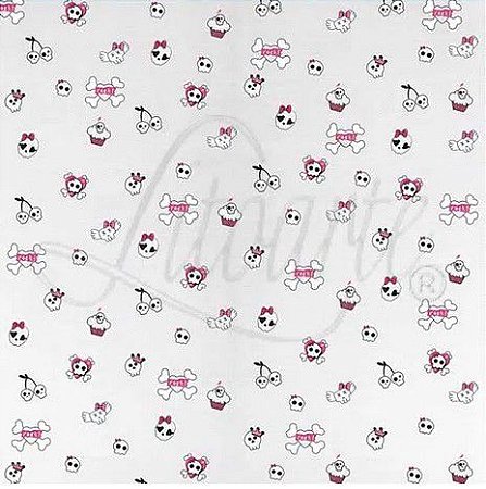 SD-0069 - SCRAP DUPLA FACE - Caveira e Xadrez Pink