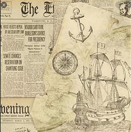 SD-0663 - SCRAP DUPLA FACE - JORNAL E NAVIO
