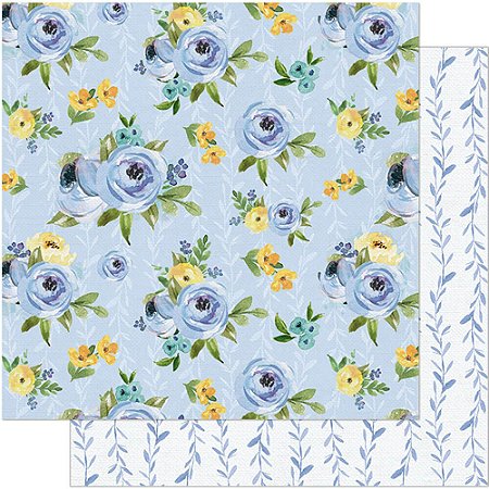 SD-0745 - SCRAP DUPLA FACE - FLORAL AZUL
