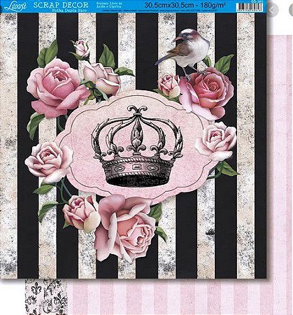 SD-385- SCRAP DUPLA FACE - COROA E ROSAS