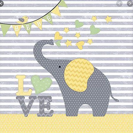 SD-409- SCRAP DUPLA FACE - ELEFANTE E POÁ AMARELO