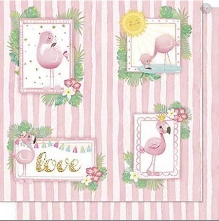 SD-0706- SCRAP DUPLA FACE - Flamingo, Molduras e Listras