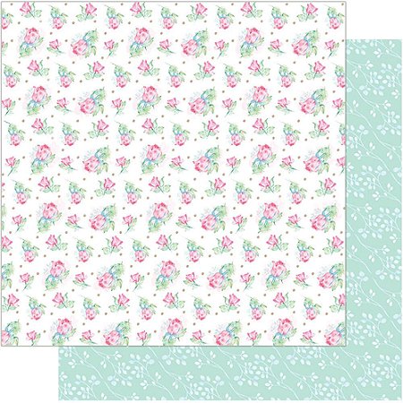 SD-0734 - SCRAP DUPLA FACE - MINI FLORES COR-DE-ROSA