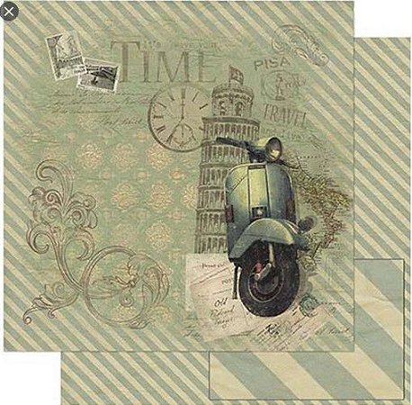 SD-0781 - SCRAP DUPLA FACE - Moto Vespa Vintage