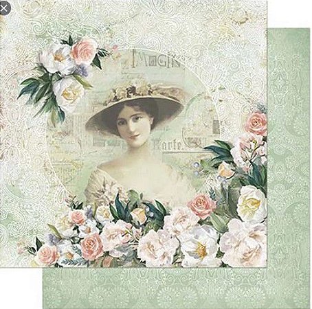 SD-0869 - SCRAP DUPLA FACE - Dama e Rosas Coloridas