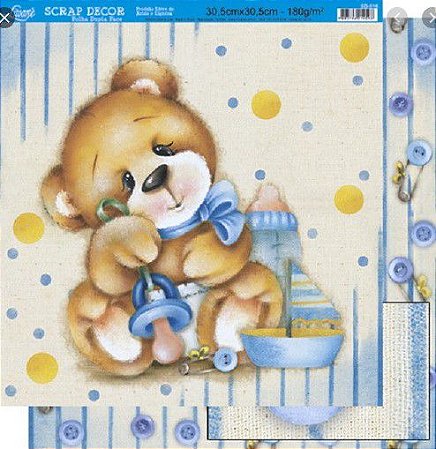 SD-0516 - SCRAP DUPLA FACE - URSINHO AZUL