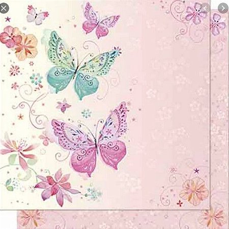 SD-0644 - SCRAP DUPLA FACE -BORBOLETAS E ARABESCOS