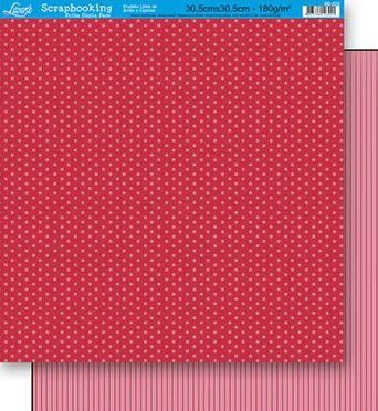 SD-0207 - SCRAP DUPLA FACE - Poá e Listras Vermelho