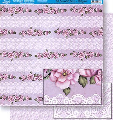 SD-0424 - SCRAP DUPLA FACE - FLORES E RENDA SHABBY