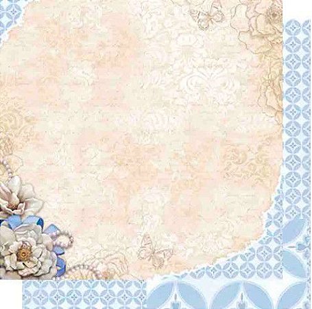 SD-0469 - SCRAP DUPLA FACE - FLORES FUNDO BEGE