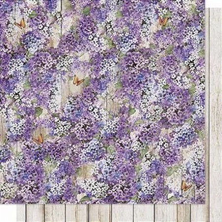 SD-0607 - SCRAP DUPLA FACE - LAVANDAS FUNDO MADEIRA VINTAGE