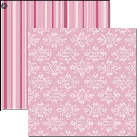 SC-155 Arabesco Rosa - Papel para Scrapbook Dupla Face