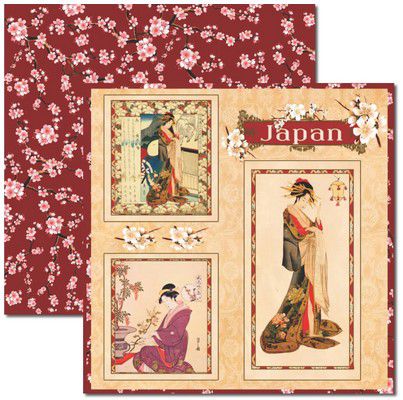 SC-332 Oriental 3 - Papel para Scrapbook Dupla Face