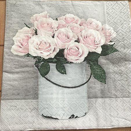 Guardanapo Vintage - Rosas na lata