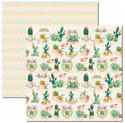 SC-422-Cactos 1 - Papel para Scrapbook Dupla Face