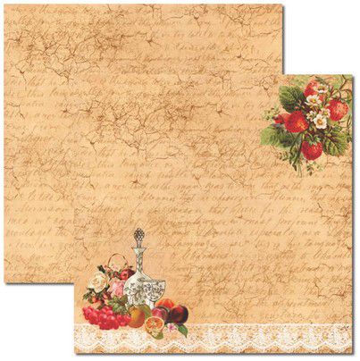 SC-339 Frutas Vintage - Papel para Scrapbook Dupla Face