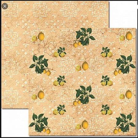 SC-343 Frutas Vintage 5 - Papel para Scrapbook Dupla Face