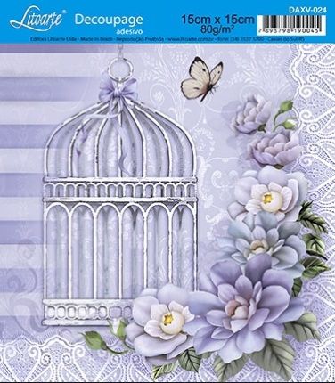 DAXV-024 - DECOUPAGE ADESIVA - GAIOLA LILÁS