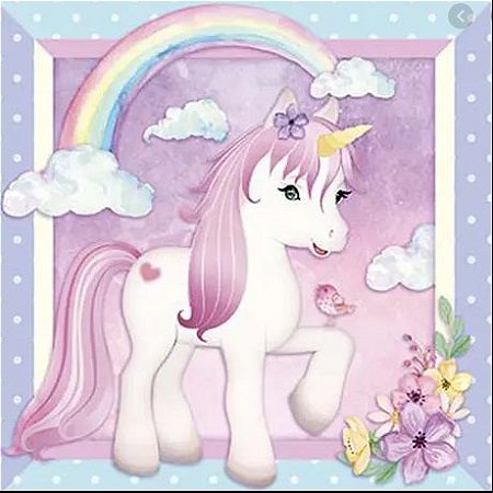 DAXV-080 - DECOUPAGE ADESIVA - UNICORNIO ARCO IRIS  FLORES
