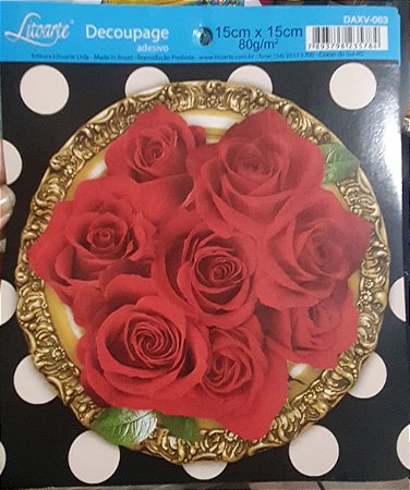 DAXV-063 - DECOUPAGE ADESIVA - ROSAS VERMELHAS