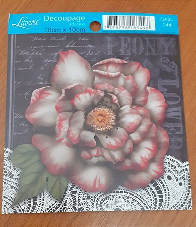 DECOUPAGEM ADESIVA 10X10 - DAX-044 -PEONIA