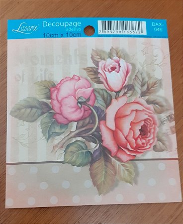 DECOUPAGEM ADESIVA 10X10 - DAX-046 -FLORES