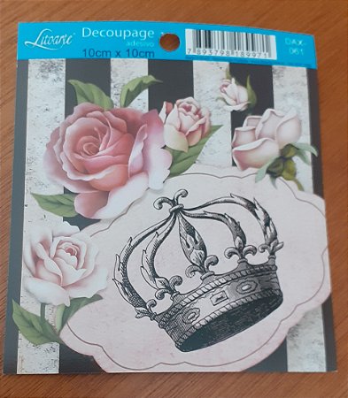 DECOUPAGEM ADESIVA 10X10 - DAX-061 -COROA