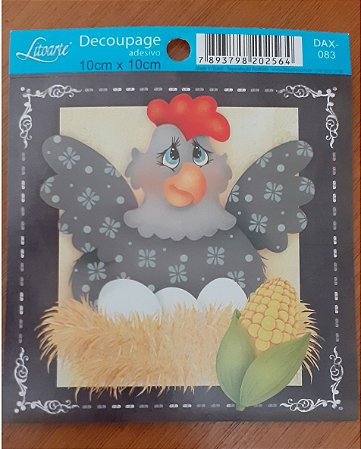 DECOUPAGEM ADESIVA 10X10 - DAX-083 -GALINHA